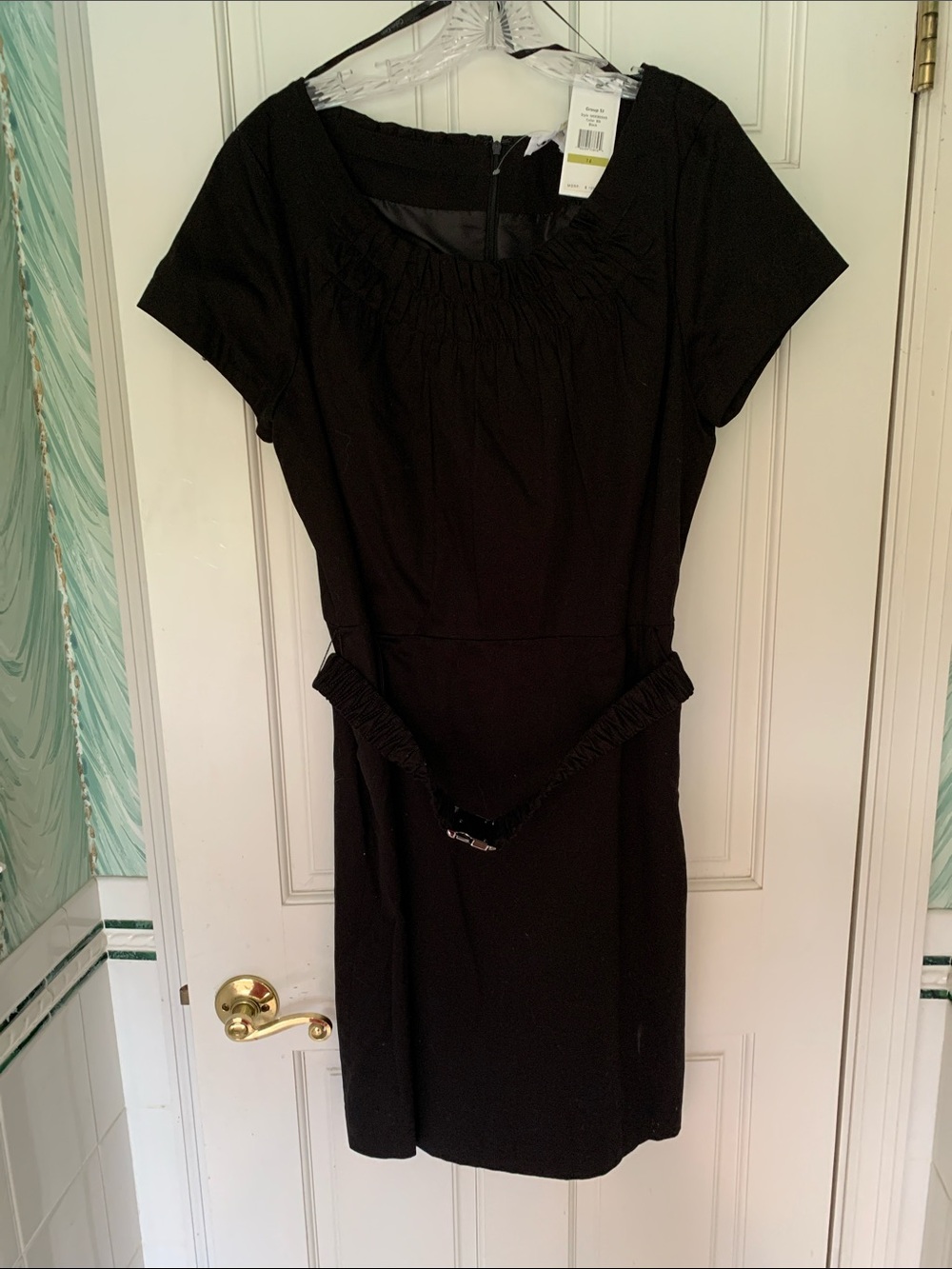 Calvin Klein Black Short-Sleeve Midi Sheath Dress
